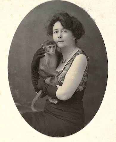 Miles Franklin with monkey