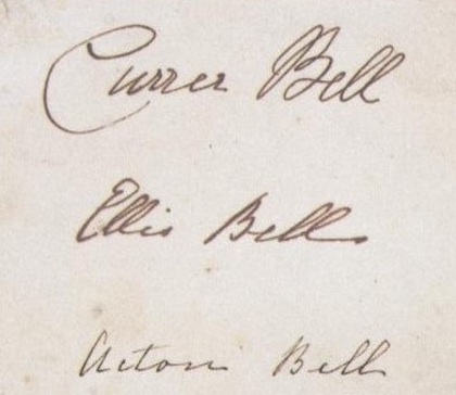 Brontë sisters' signatures as Currer, Ellis and Acton_Bell 1846