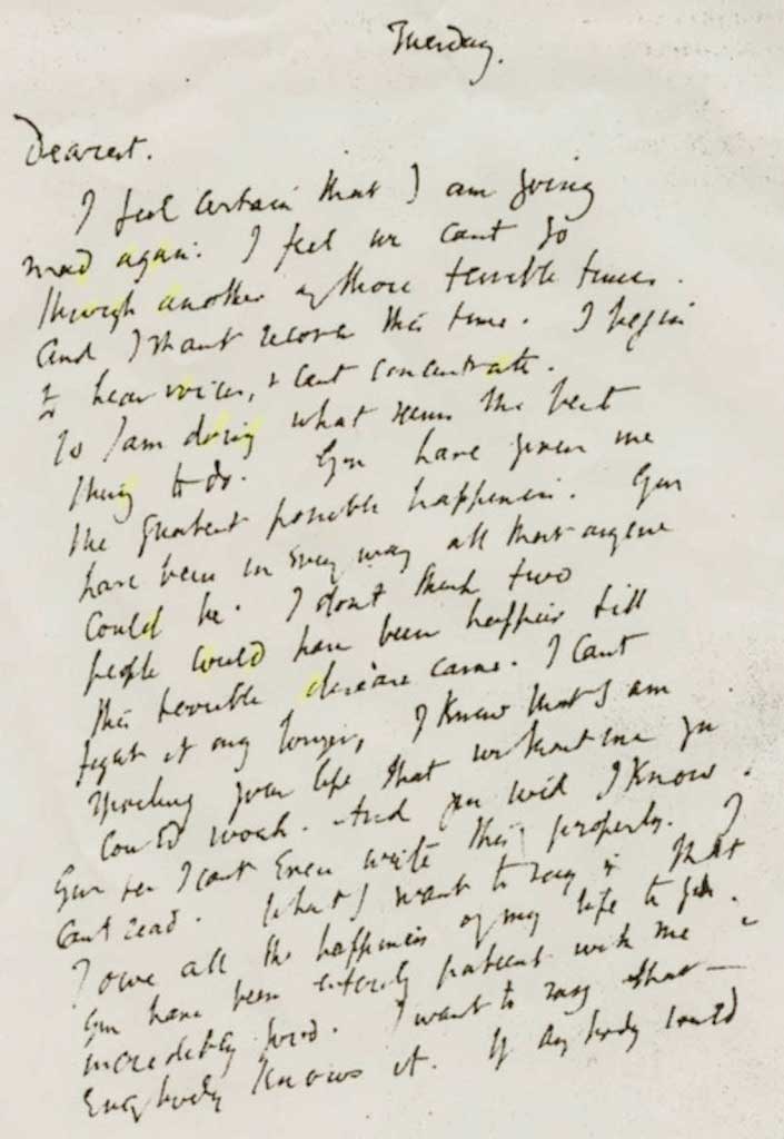Virginia woolf suicide note 1941