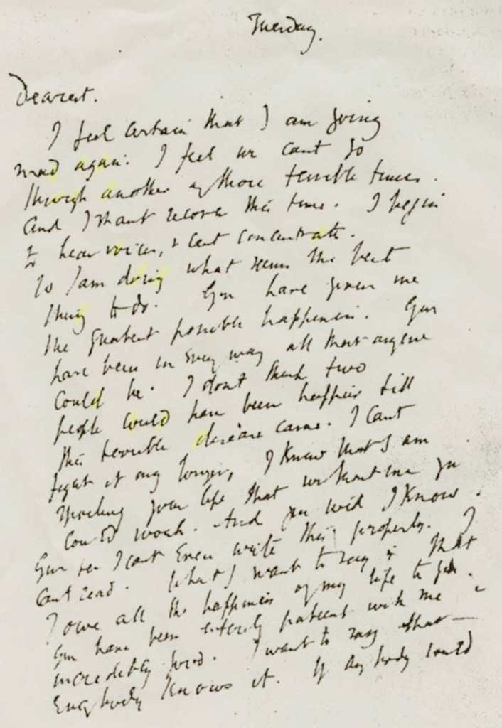 Virginia woolf suicide note 1941