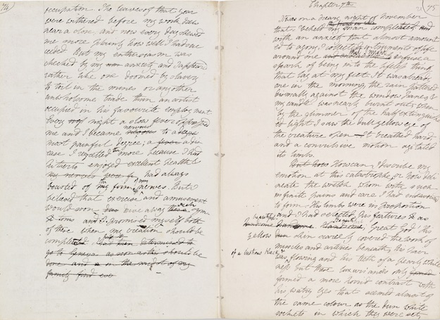 Original manuscript of Frankenstein by Mary Shelley