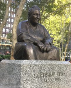 Gertrude Stein statue in Bryant Park, NYC