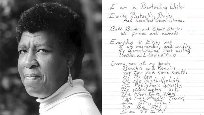 Octavia Butler's journal with affirmations