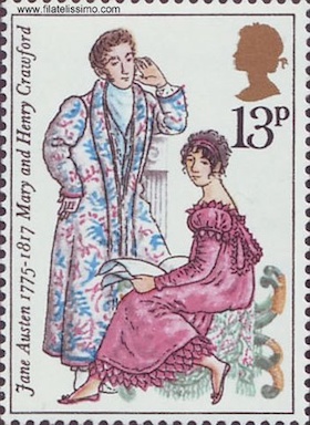 Jane austen Mary and Henry Crawford stamp 1975
