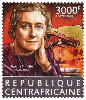 Agatha Christie Stamp 125th anniversary Republique Centrafricaine