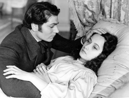 Wuthering Heights 1939 film - Heathcliff at Cathy's deathbed