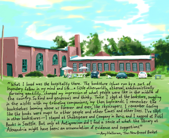 Antiquarium bookstore illustration by Bob Eckstein
