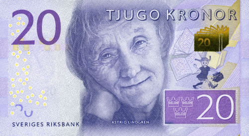 Astrid Lindgren 20 Kroner Note sweden
