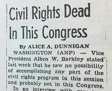 Alice Dunnigan article for American Negro Press