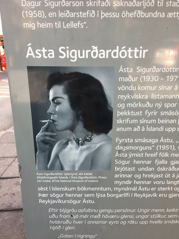 Asta Sigurdardottir sign in Reykjavik