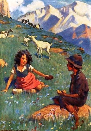 Heidi and Peter - illustration by Jessie Willcox Smith