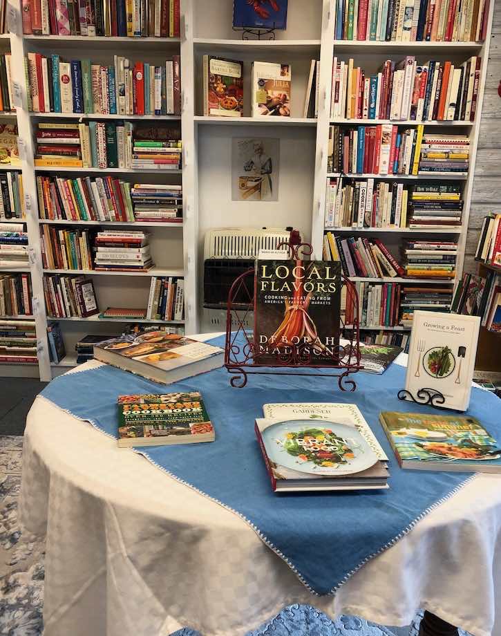 cozy cookbook shelves