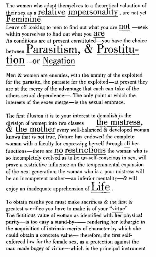 Mina Loy's Feminist Manifesto part two