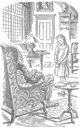 Secret Garden illustration of Mary and her uncle by Nora S. Unwin