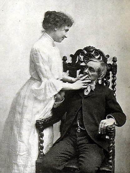 Helen Keller reading Joseph Jefferson's speech, 1902