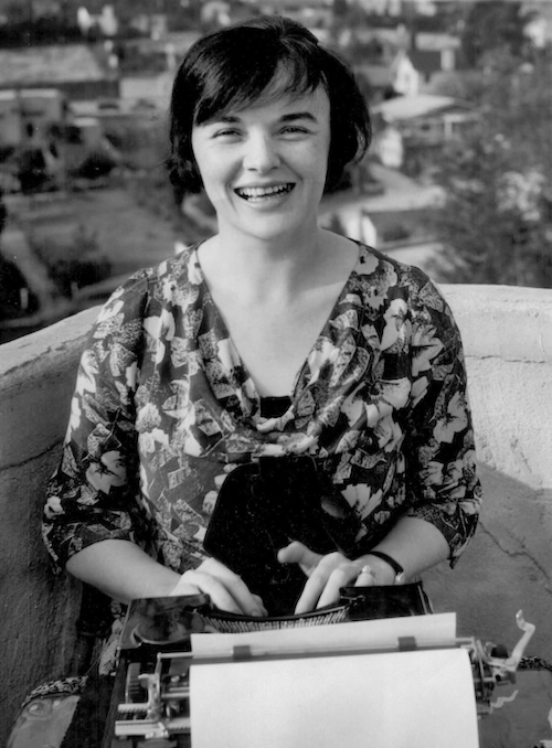 Ursula Parrott at typewriter